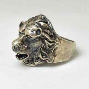 925 Sterling Silver Oxides Lion Designed Gents Ring