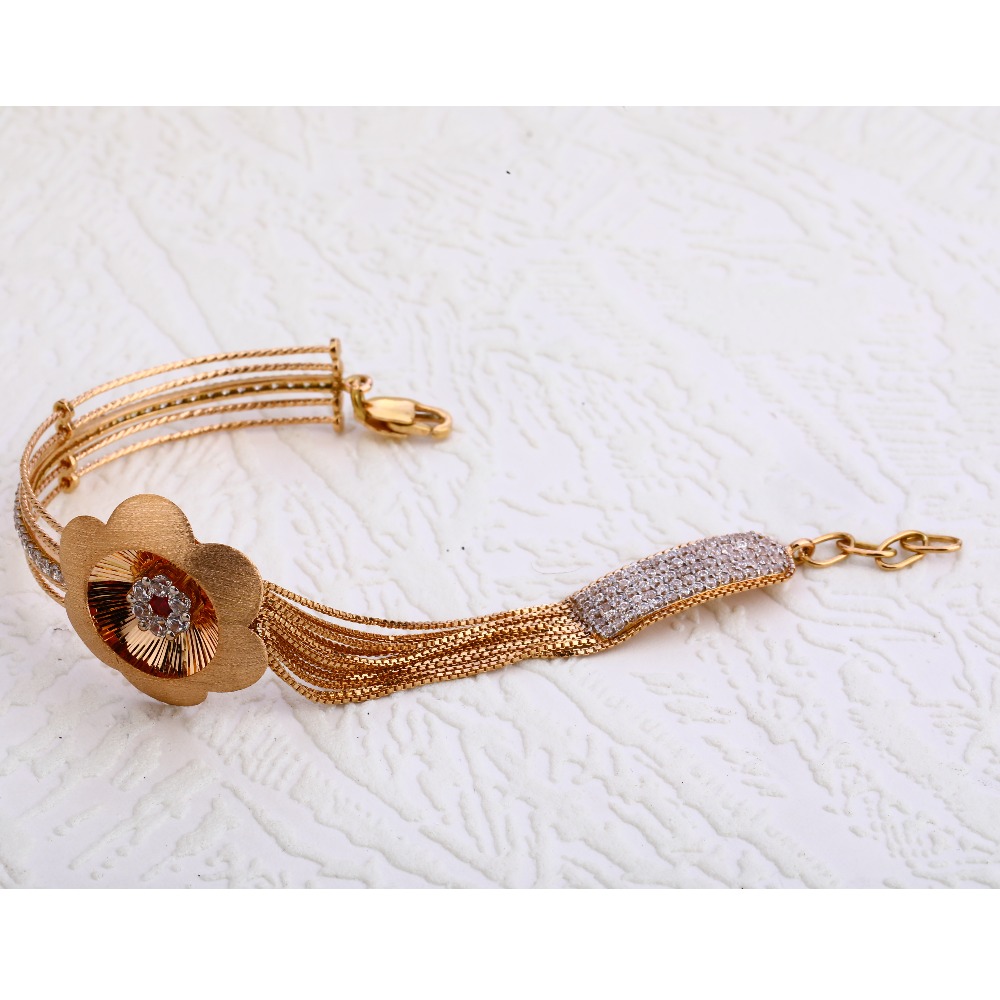 18ct Rose Gold CZ Delicate Ladies Kada Bracelet  RLKB142