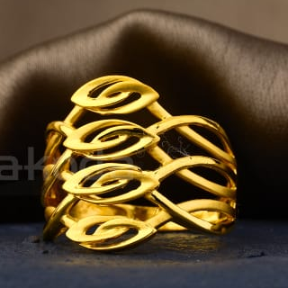 916 Gold CZ Designer Ladies Plain Ring LPR581