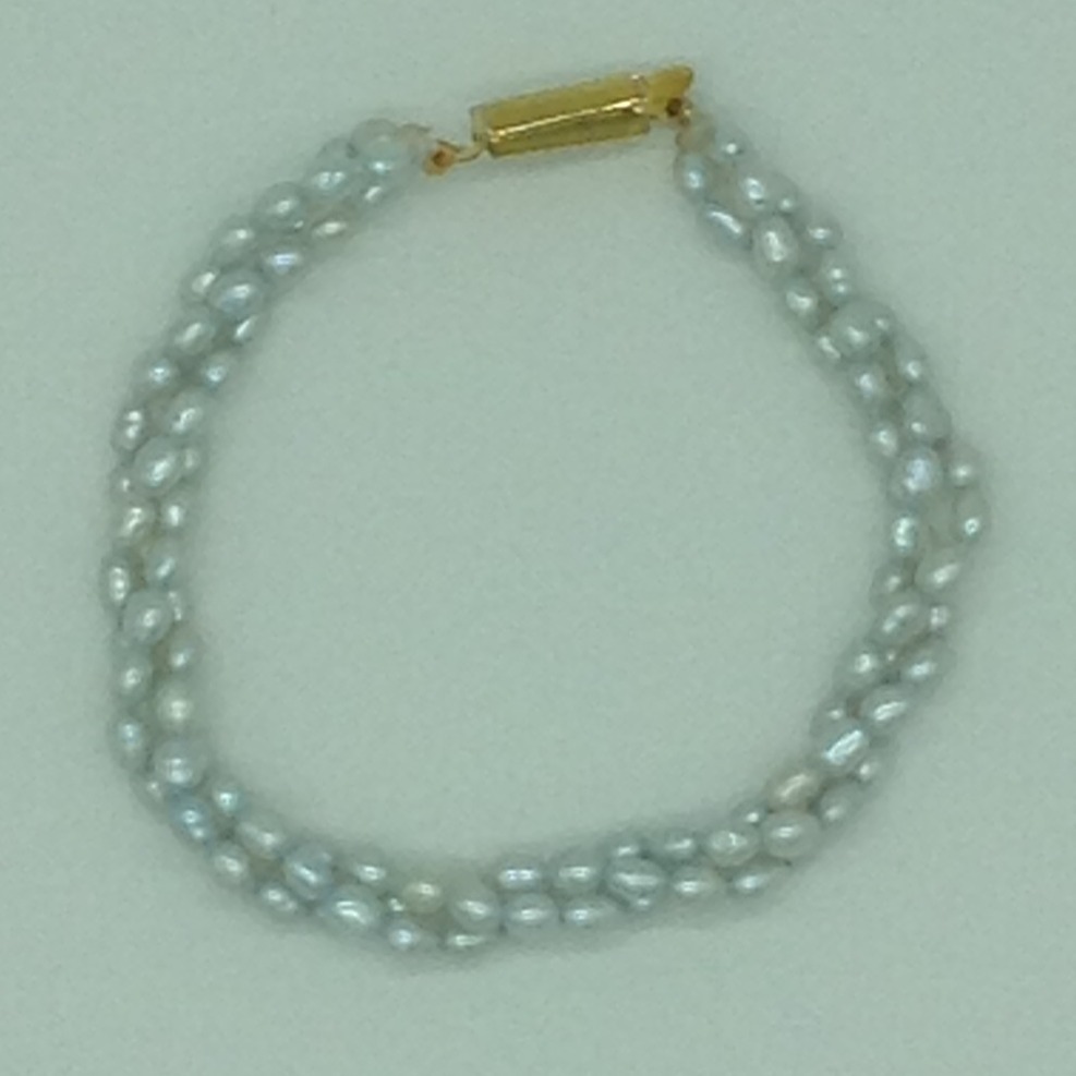 Grey Rice Pearls 3 Layers Twisted Bracelet JBG0103