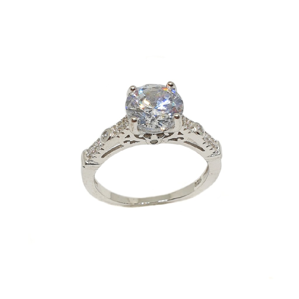 925 Sterling Silver Designer Solitaire CZ Diamond Ring MGA - LRS3452