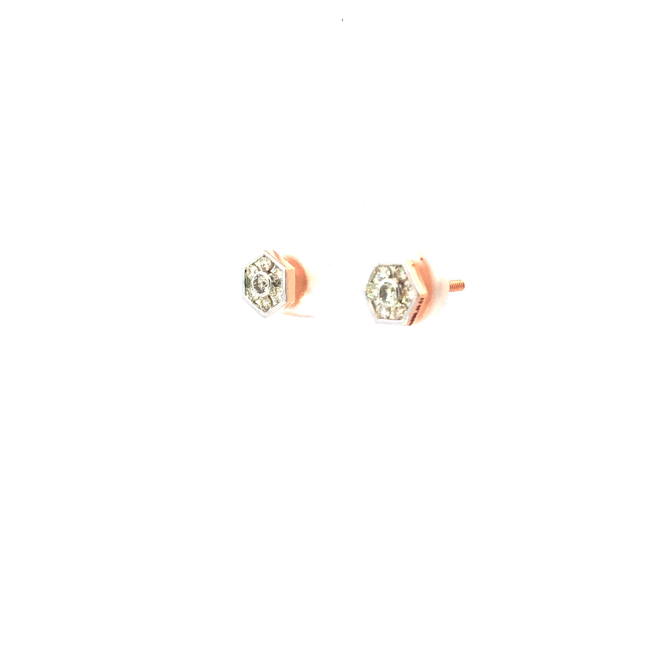 14kt diamond hexagon stud earrings in rosegold