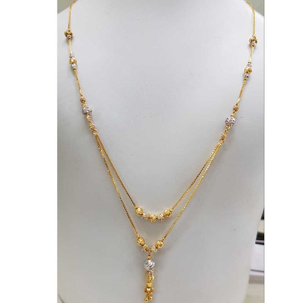 22K Gold Ladies 2 Line Designer Necklace