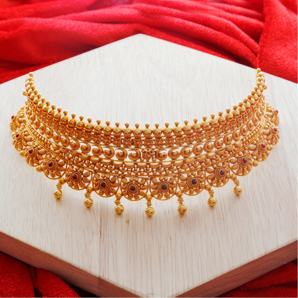 Eclectic choker necklace 22k gold for women