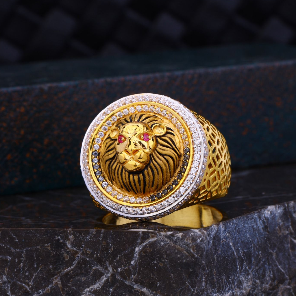 1 gram gold plated jaguar with diamond fashionable design ring for men –  Soni Fashion®