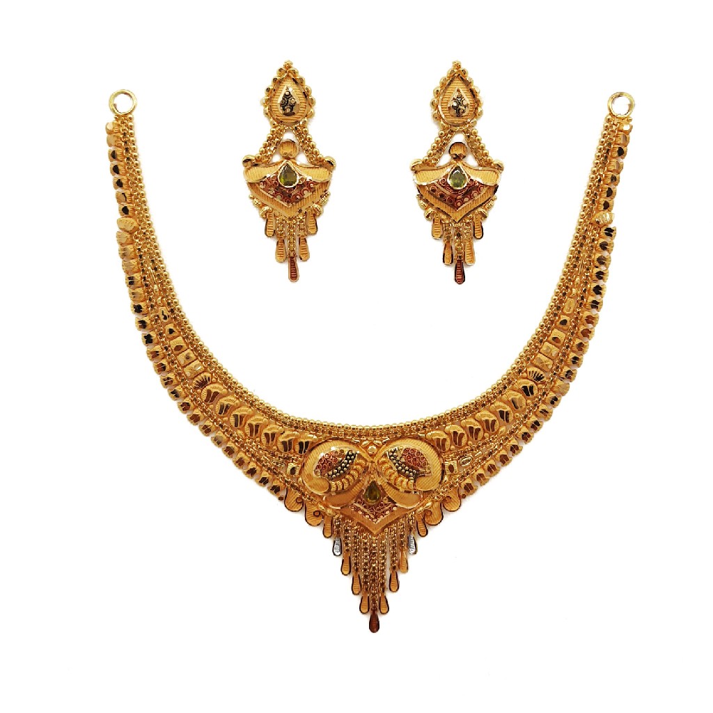 22k Gold Culcutti Necklace with Earrings