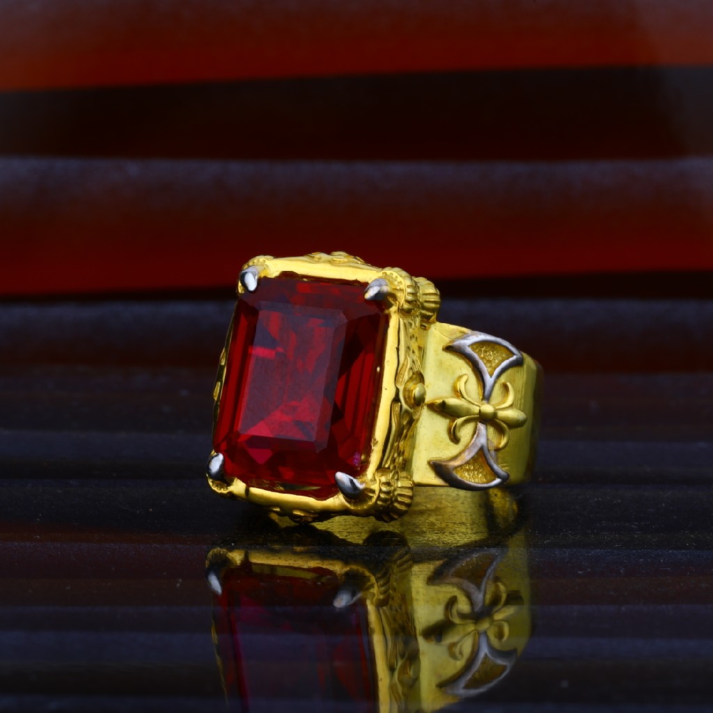 Gold Red Stone Mens Signet Ring-as247.edu.vn