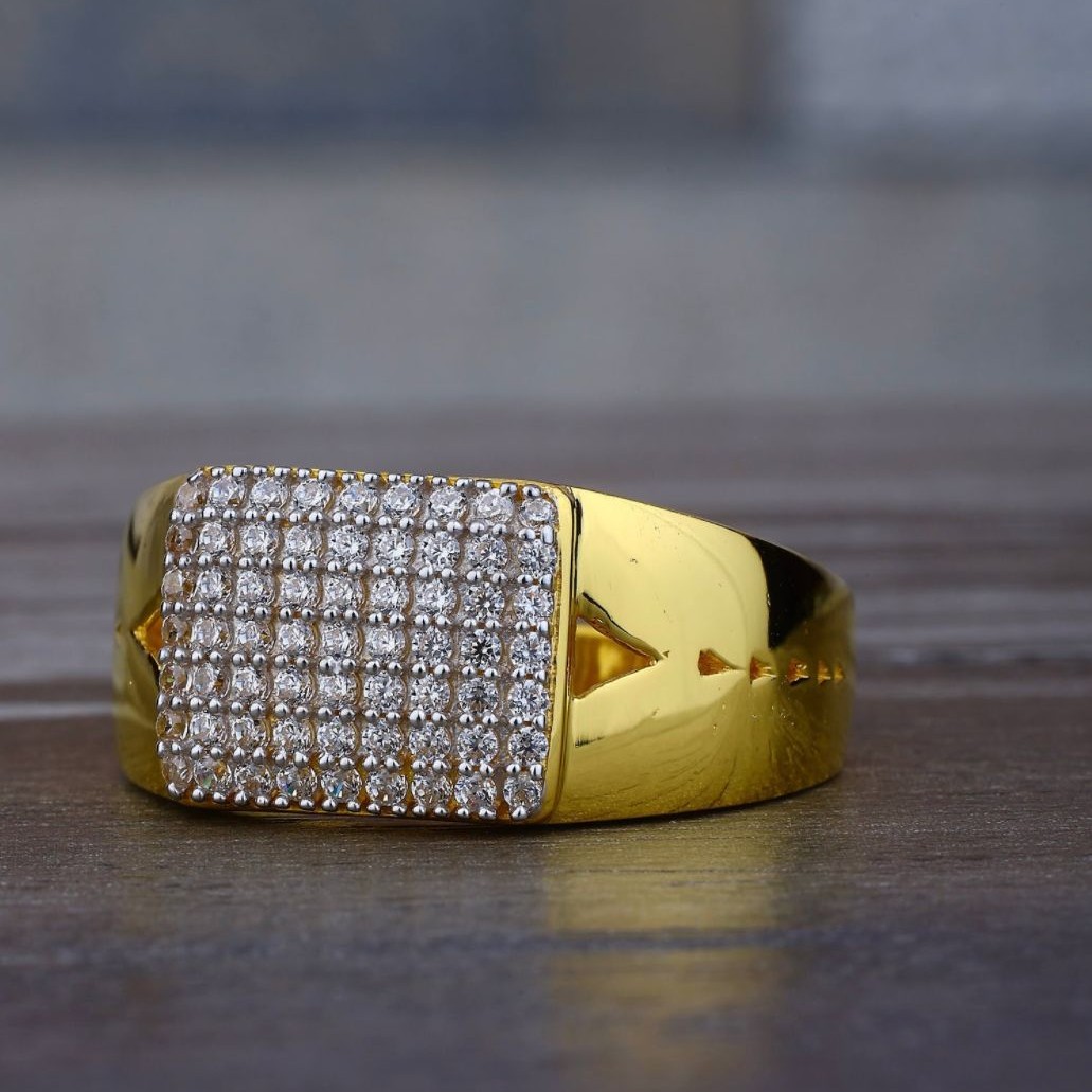 916 Gold Square Design CZ Ring