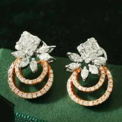 18KT Rose gold ethics festival round shape earrings for ladies