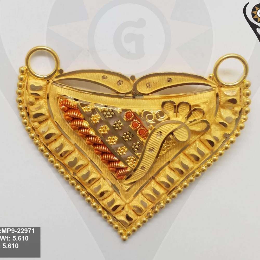 22k gold flower design mangalsutra pendant