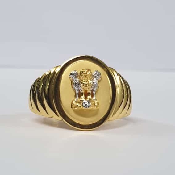 Buy quality 916 Gold Ashok Stambh(satymev Jayte) Design Ring in Ahmedabad