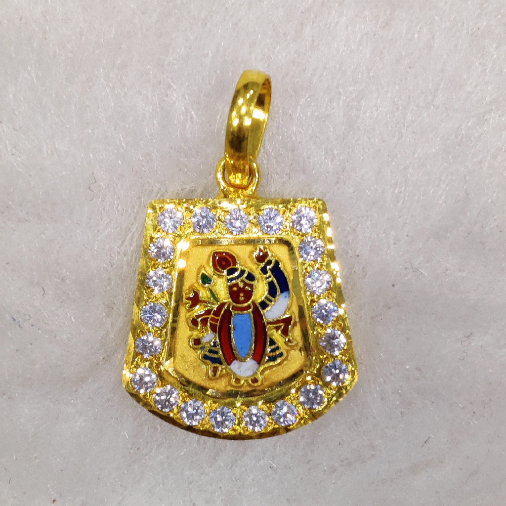 916 Gold Fancy Shreenathji Minakari Pendant