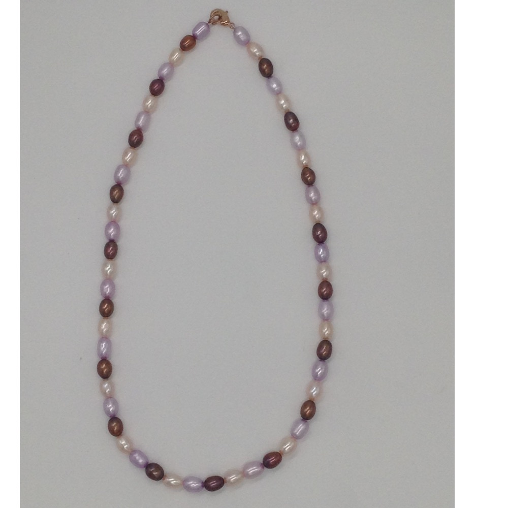 Freshwater multicolour oval pearls mala JPM0146