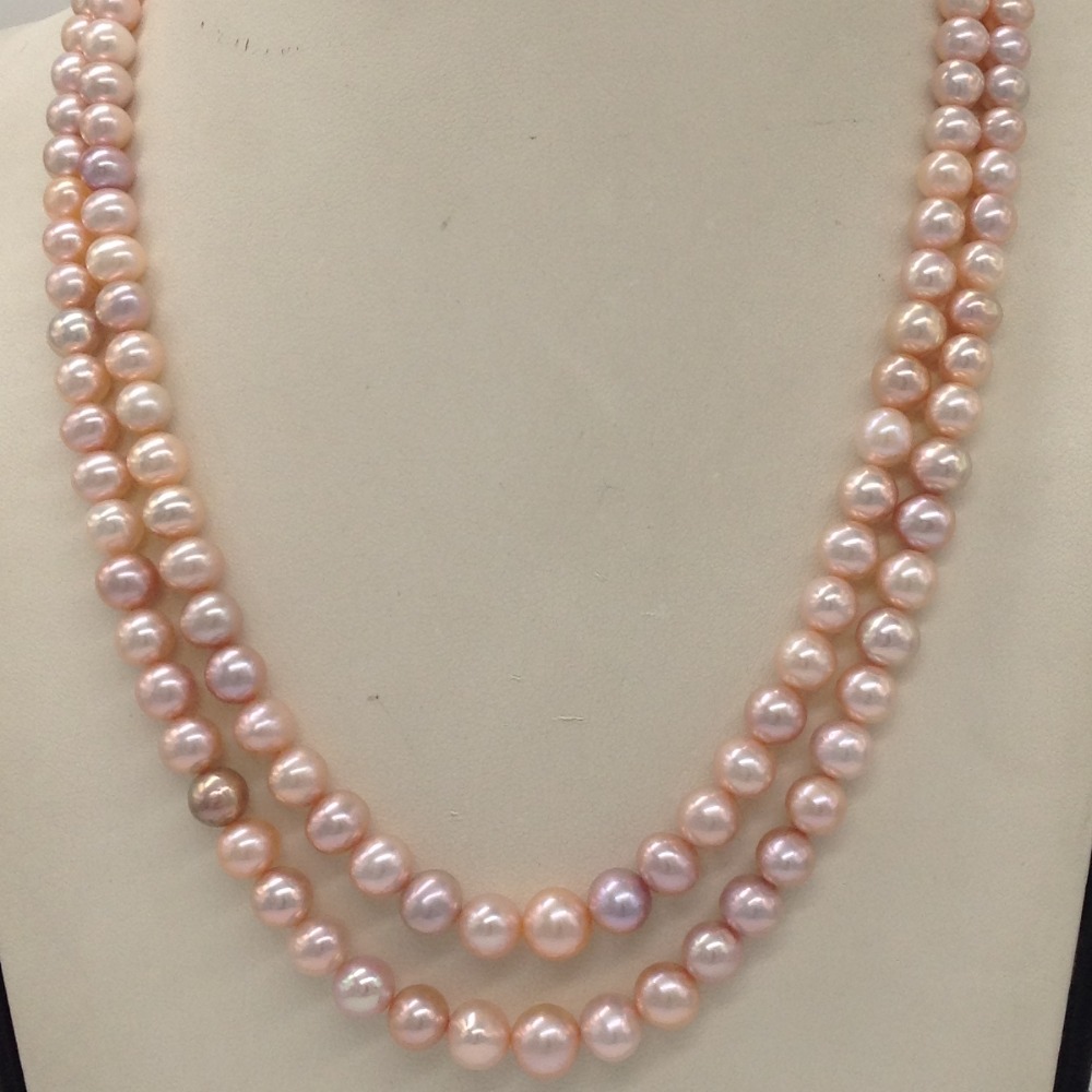 Pink Round Graded Pearls 2 Layers Necklace JPM0329