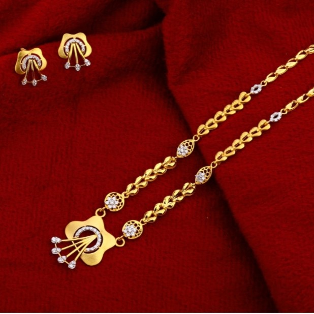 22 carat gold hallmark gorgeous ladies chain necklace set RH-NS385
