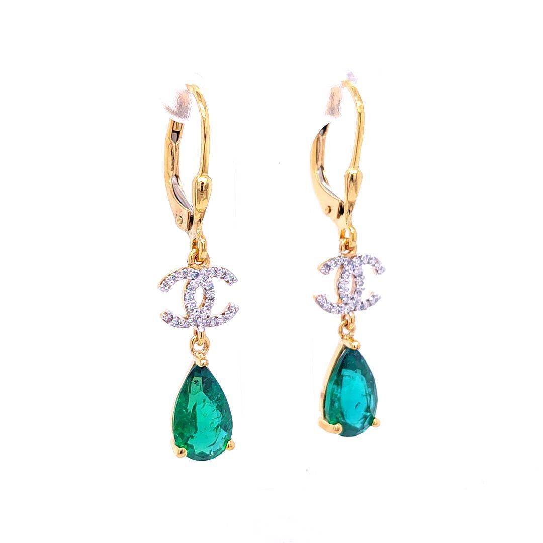Cc diamond hoop earrings