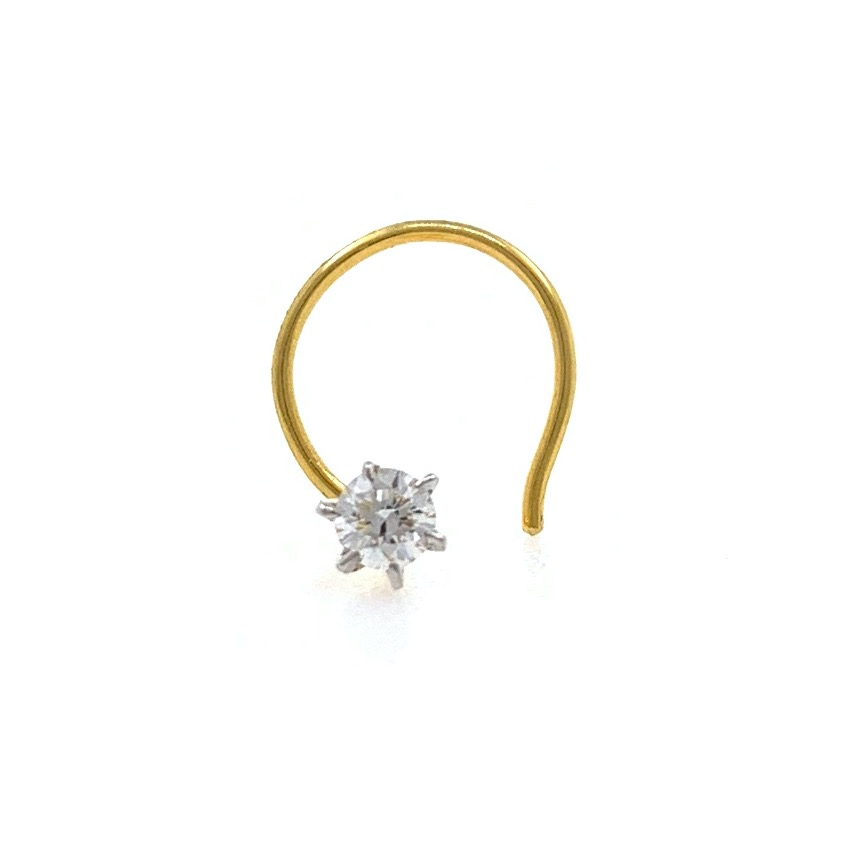 18kt / 750 yellow gold classic single 0.07 cts diamond nose pin 9np63