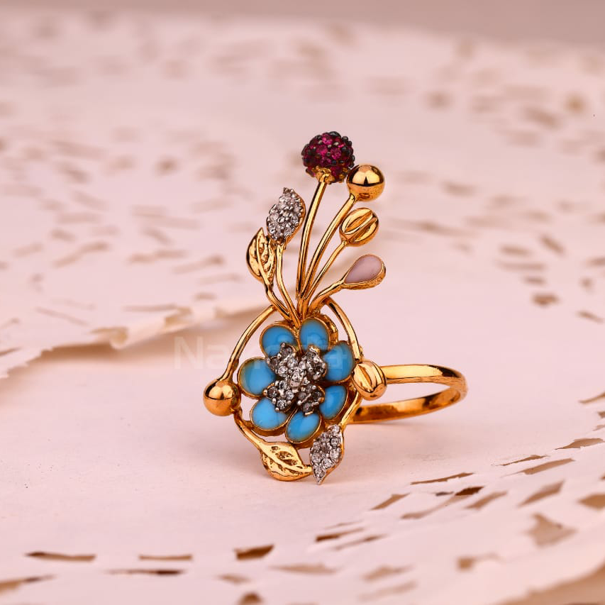 750 Rose Gold CZ Delicate Ladies Ring RLR900