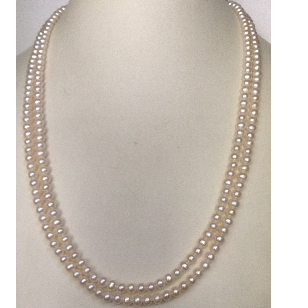 Freshwater white round pearls necklace 2 layers JPM0065