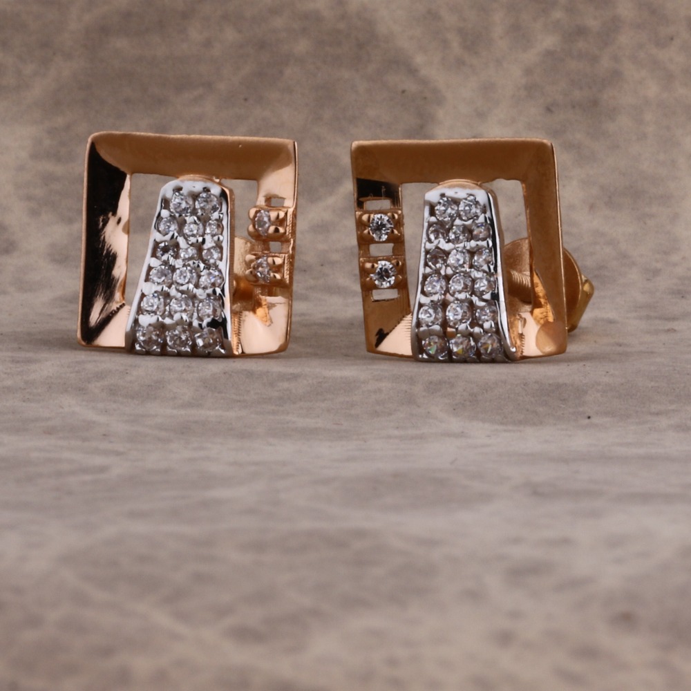 18KT Rose Gold CZ Women's Designer Hallmark Earring RE225