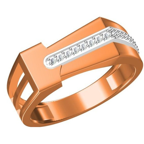 18kt cz rose gold diamond gents ring