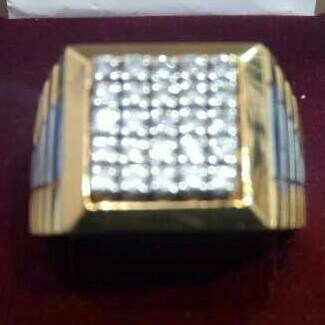 Gold Gents Vertical Diamond Ring Yellow