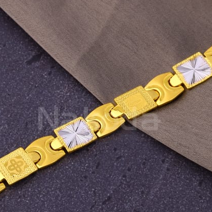 916 Gold CZ Hallmark Mens Classic Plain Bracelet MPB310