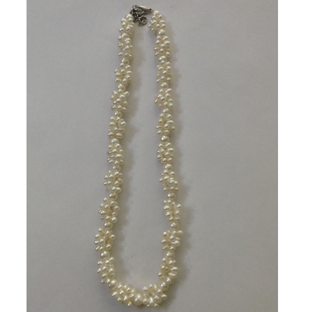 Fresh water white twisted rassi necklace JPM0022