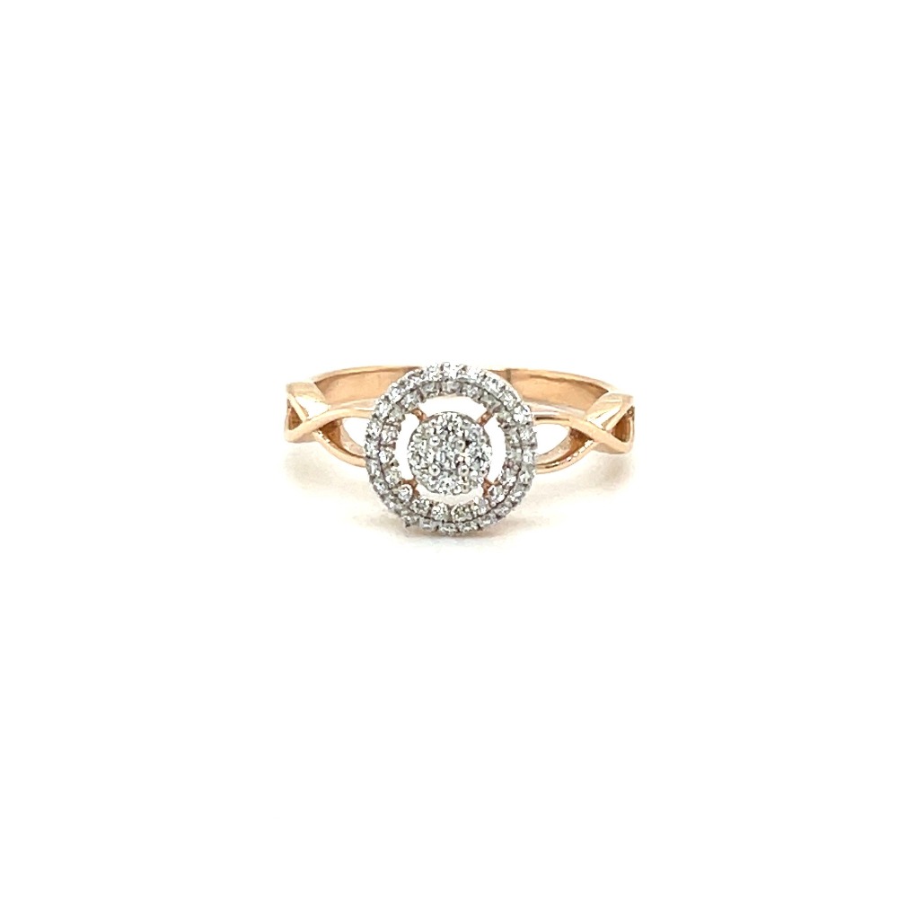 Criss Cross Band with Circular Design Diamond Ring for Woman