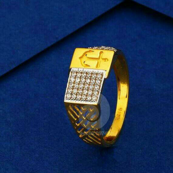 22ct Tradistional Cz Gold Gents Ring