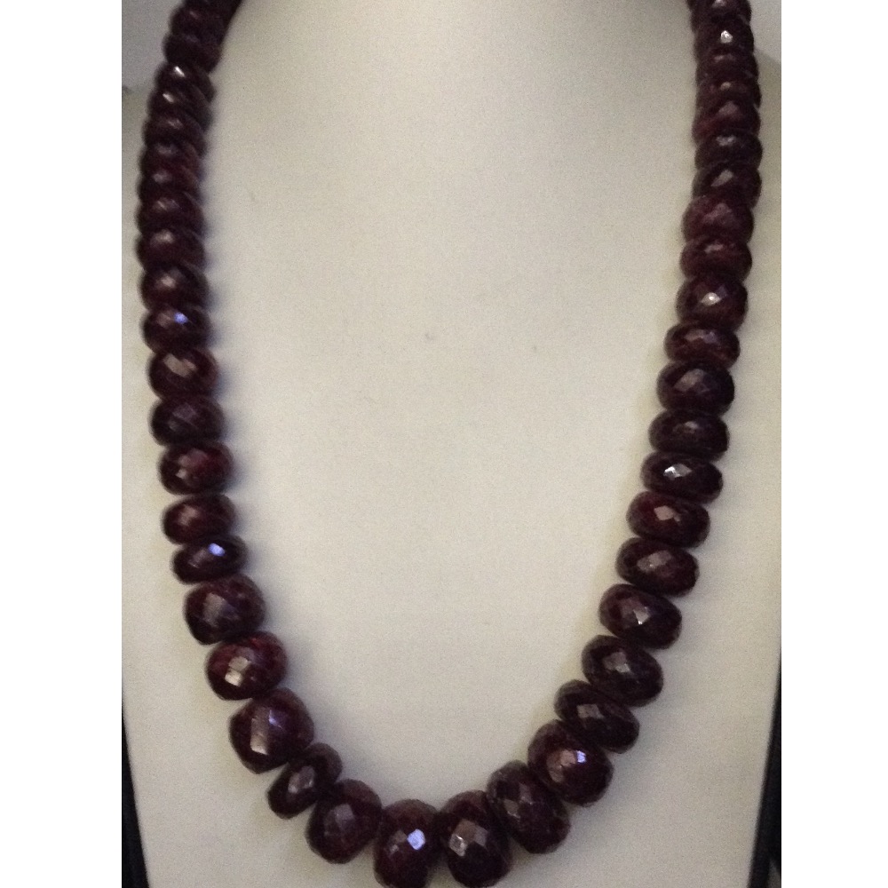 Natural red ruby faceted round beeds graded mala JSR0104
