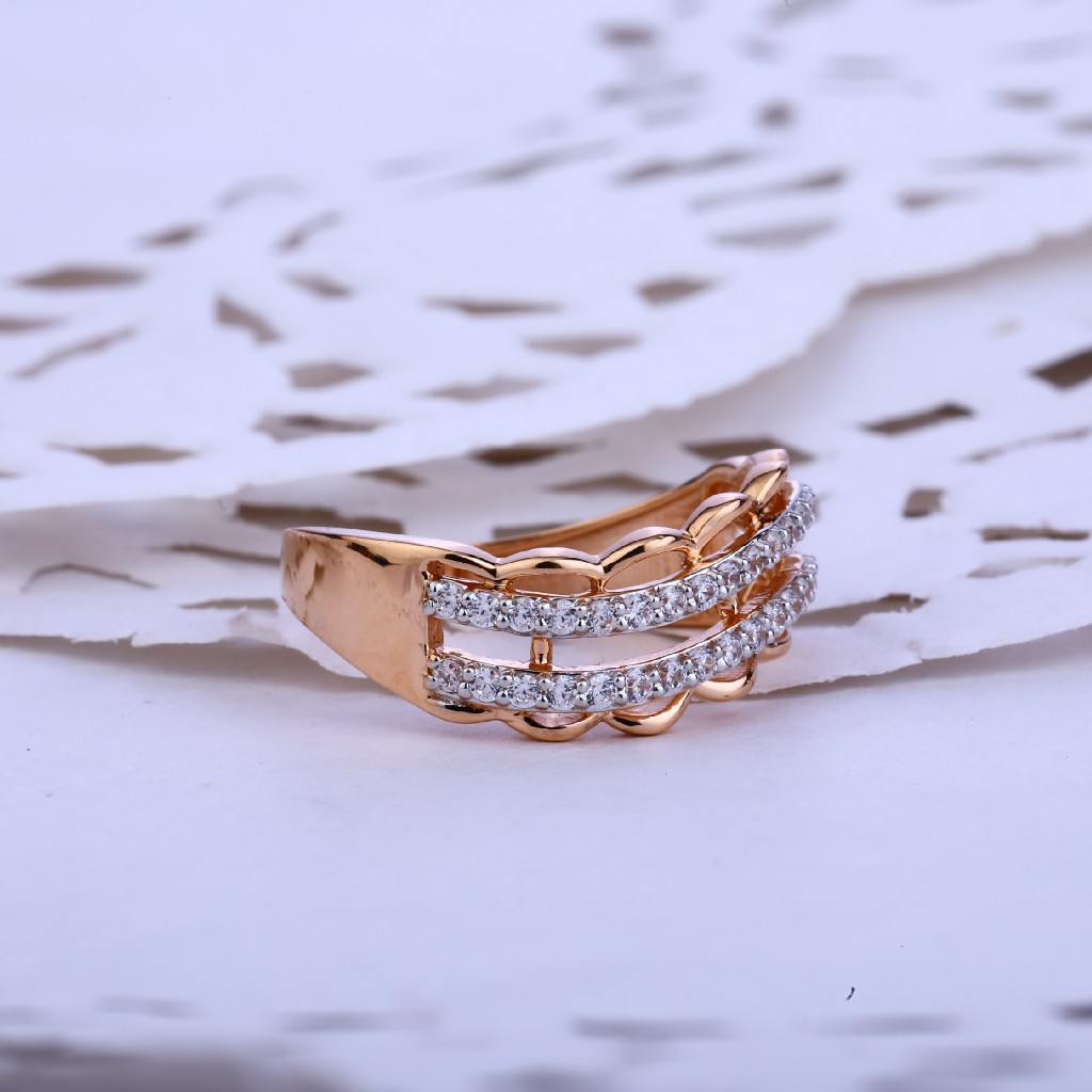 Ladies Rose Gold Designer Cz Ring-RLR55