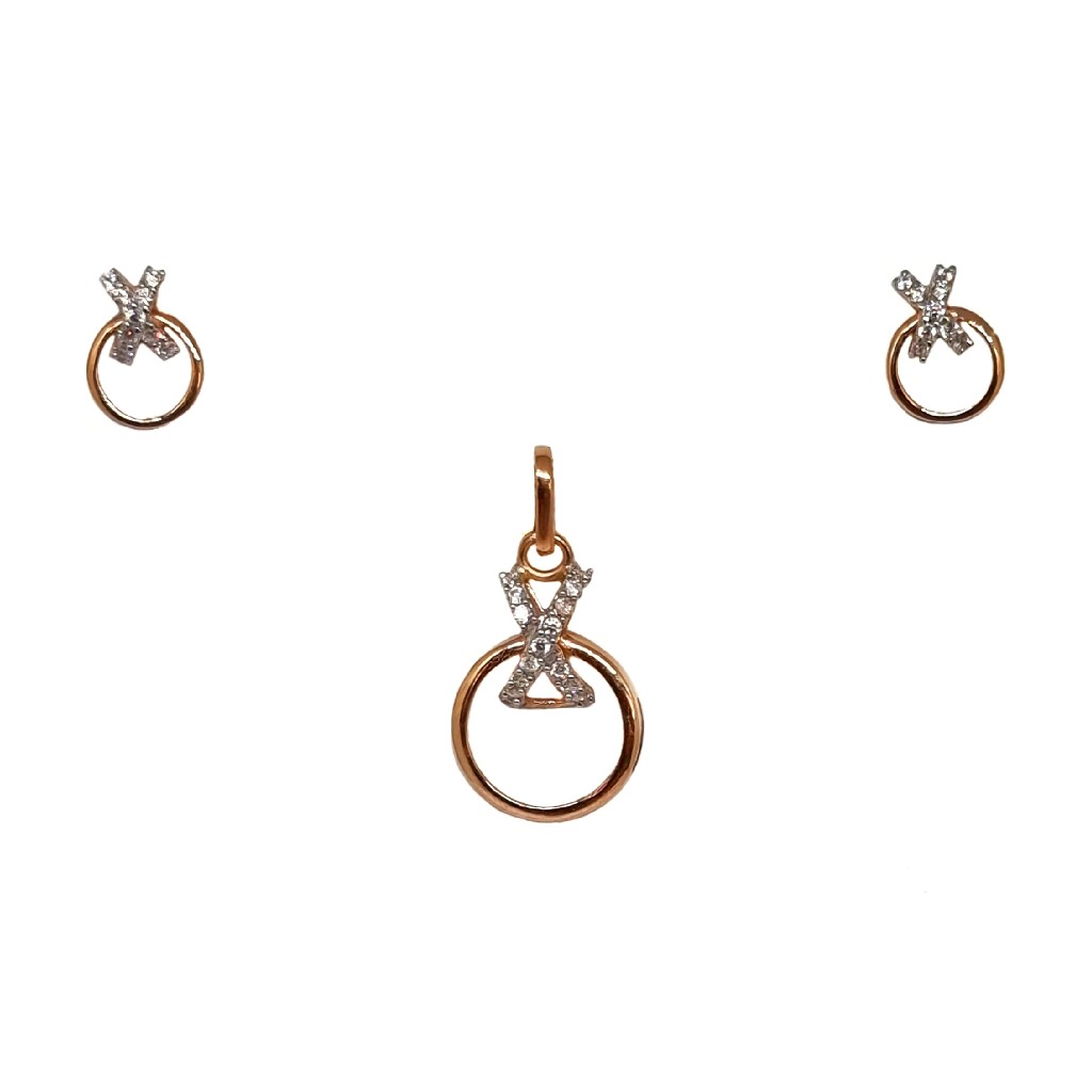 18k rose gold round shaped designer pendant set mga - ptg0155