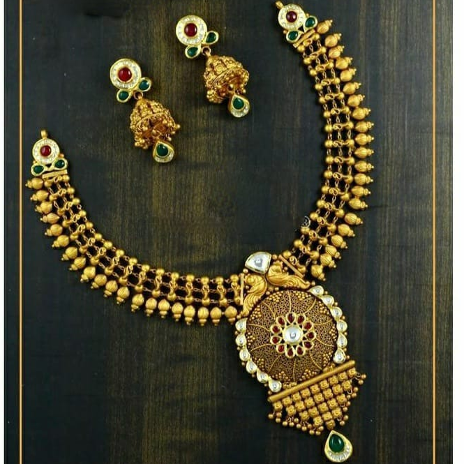 22k gold Peacock design necklace set