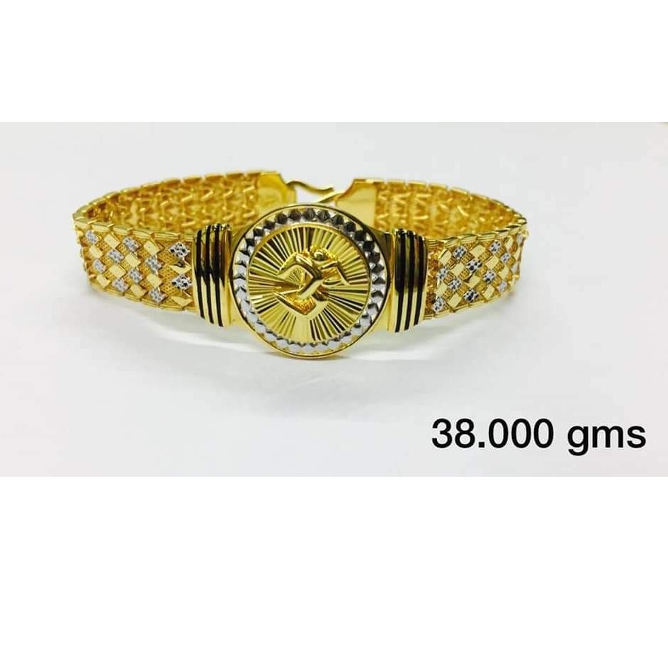 22 carat gold gents om bracelet kada rH-bT206