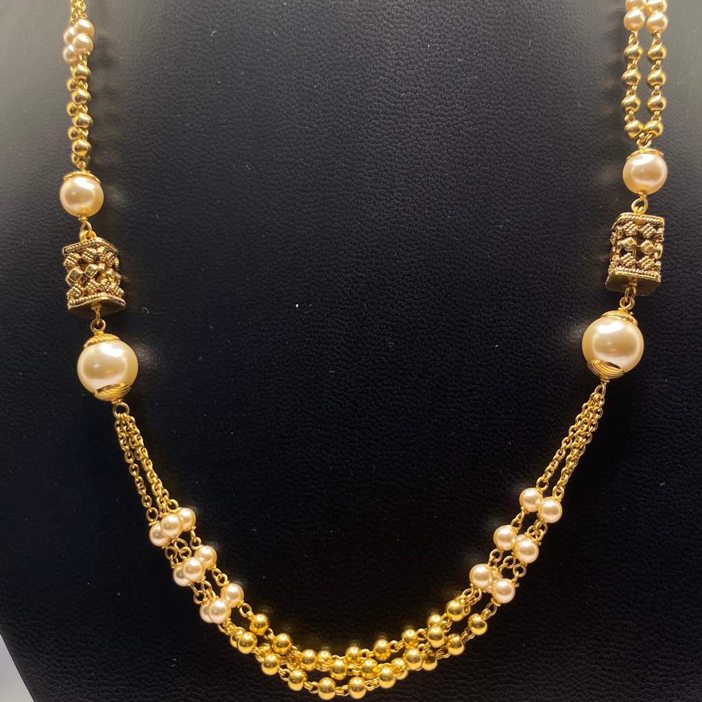 22k Gold Antique pearls necklace Bj-APN001