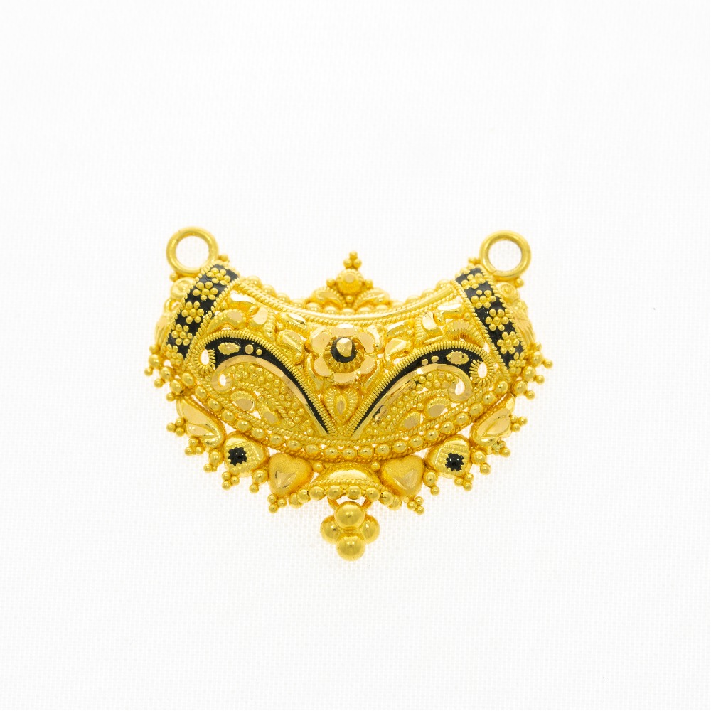 Charming Enamel Pattern 22kt Gold Mangalsutra Pendant