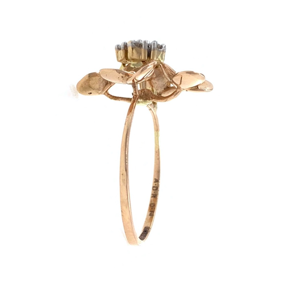 18kt / 750 rose gold - golden flower diamond ladies ring 9lr206