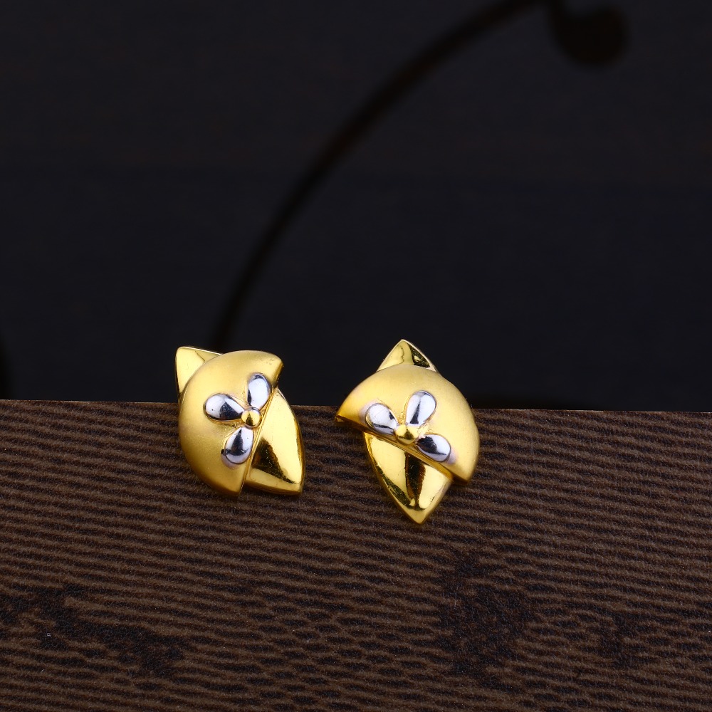 Ladies 22K Gold New Plain Earring-LPE17