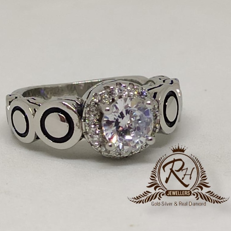 92.5 silver white stone daimond gents ring rh-Gr960
