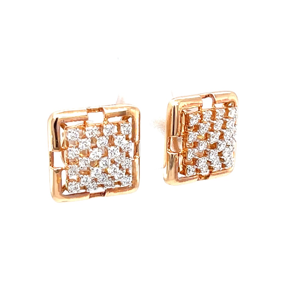 Pyramid dome diamond stud earring in 18k rose gold 0top167