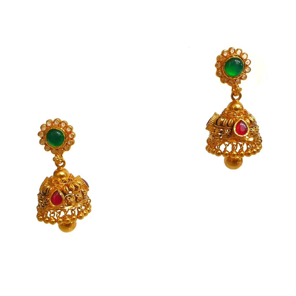 22k gold antique bridal choker necklace set - gn0092