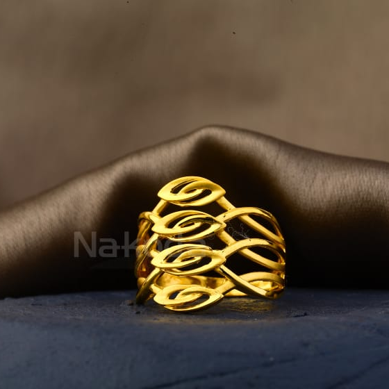 916 Gold CZ Designer Ladies Plain Ring LPR581