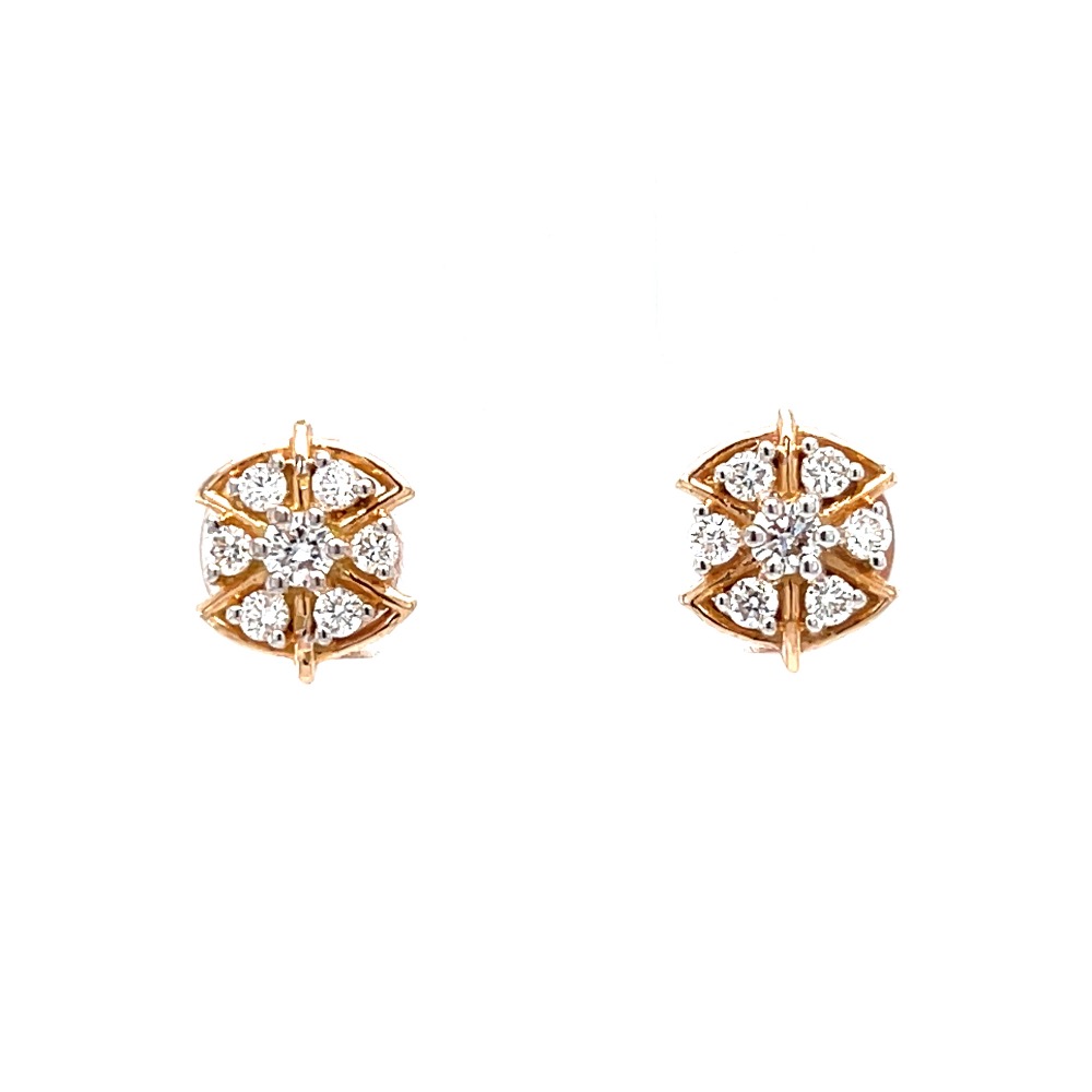 Seven diamond star stud with pizza shape design in rose gold