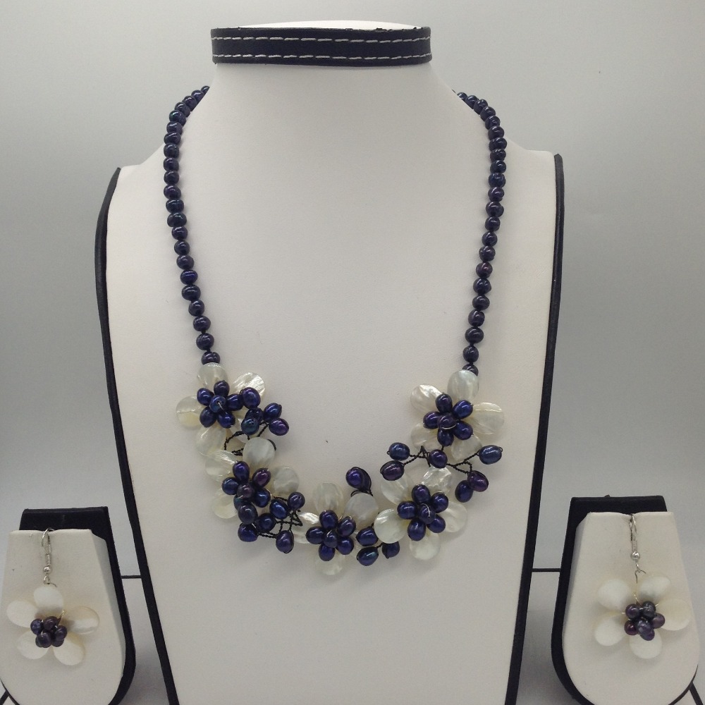 black potato pearls and mop flowers necklace set jpp1033