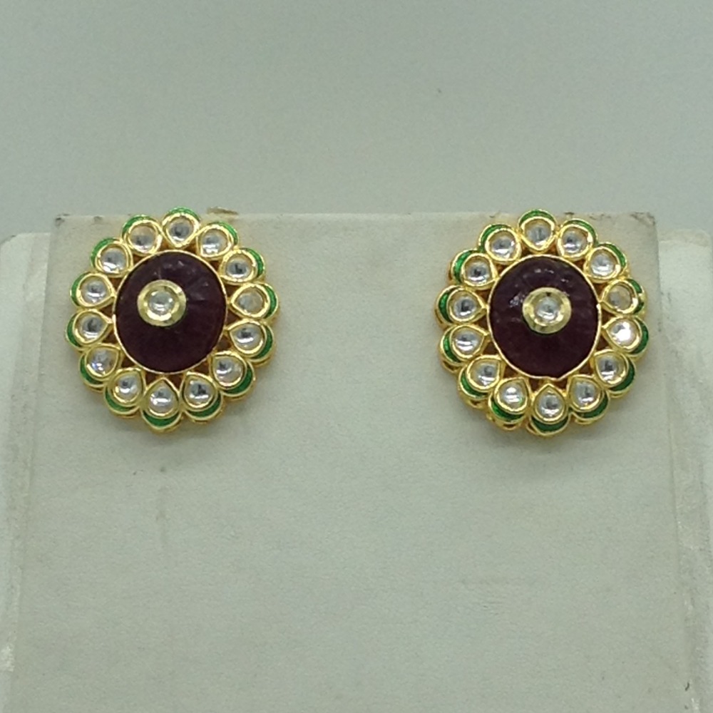 White,red cz broach set with 5 line pearls mala jps0786