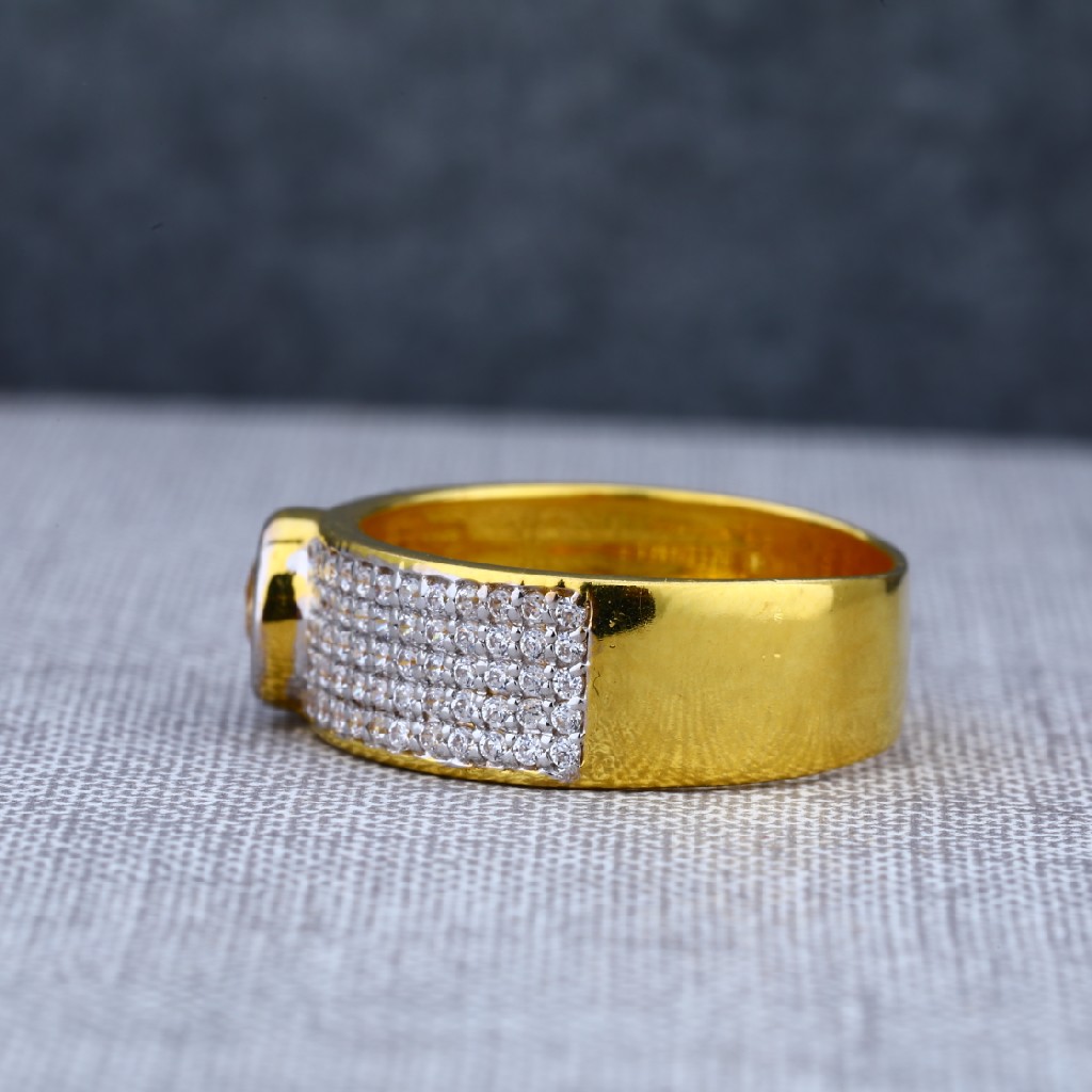 Mens Gold 22ct Fancy Single Stone Gold Ring-MSR15