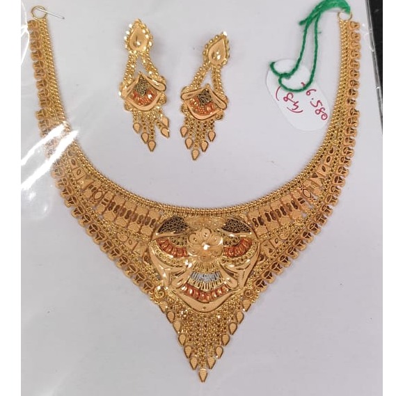 22 carat gold ladies necklace set rh-ln931