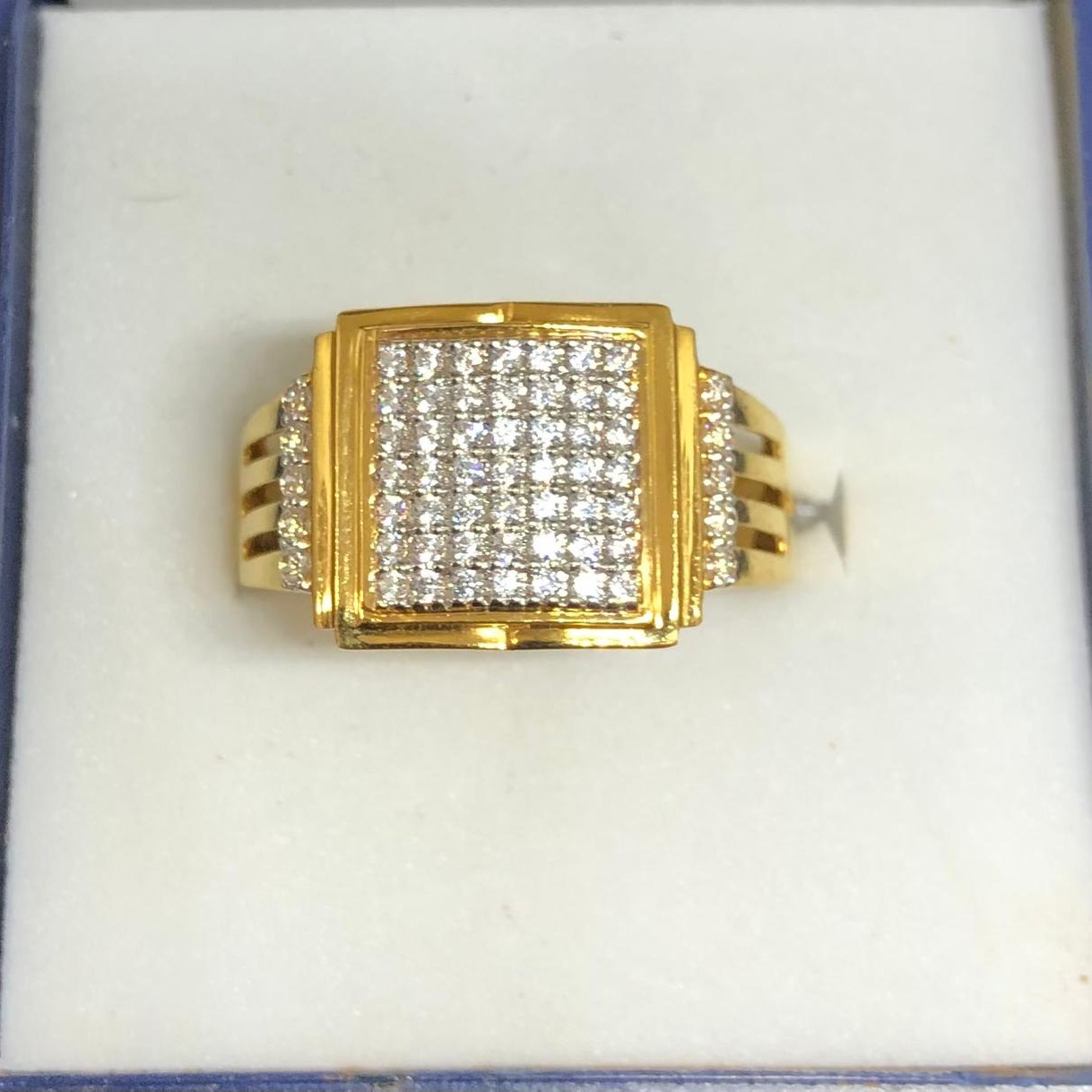 916 Gold CZ Diamond Square Design Ring
