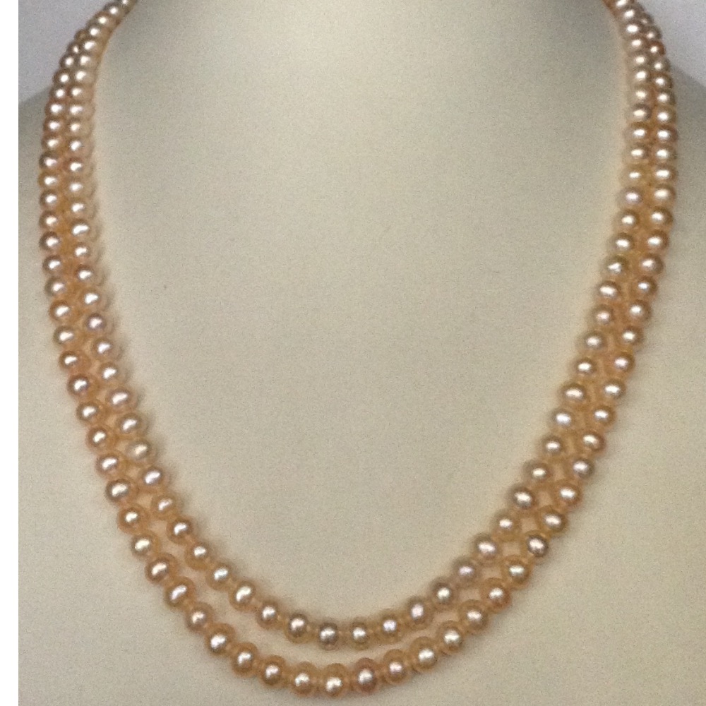 Freshwater Peach Potato Pearls Necklace 2 Layers JPM0109